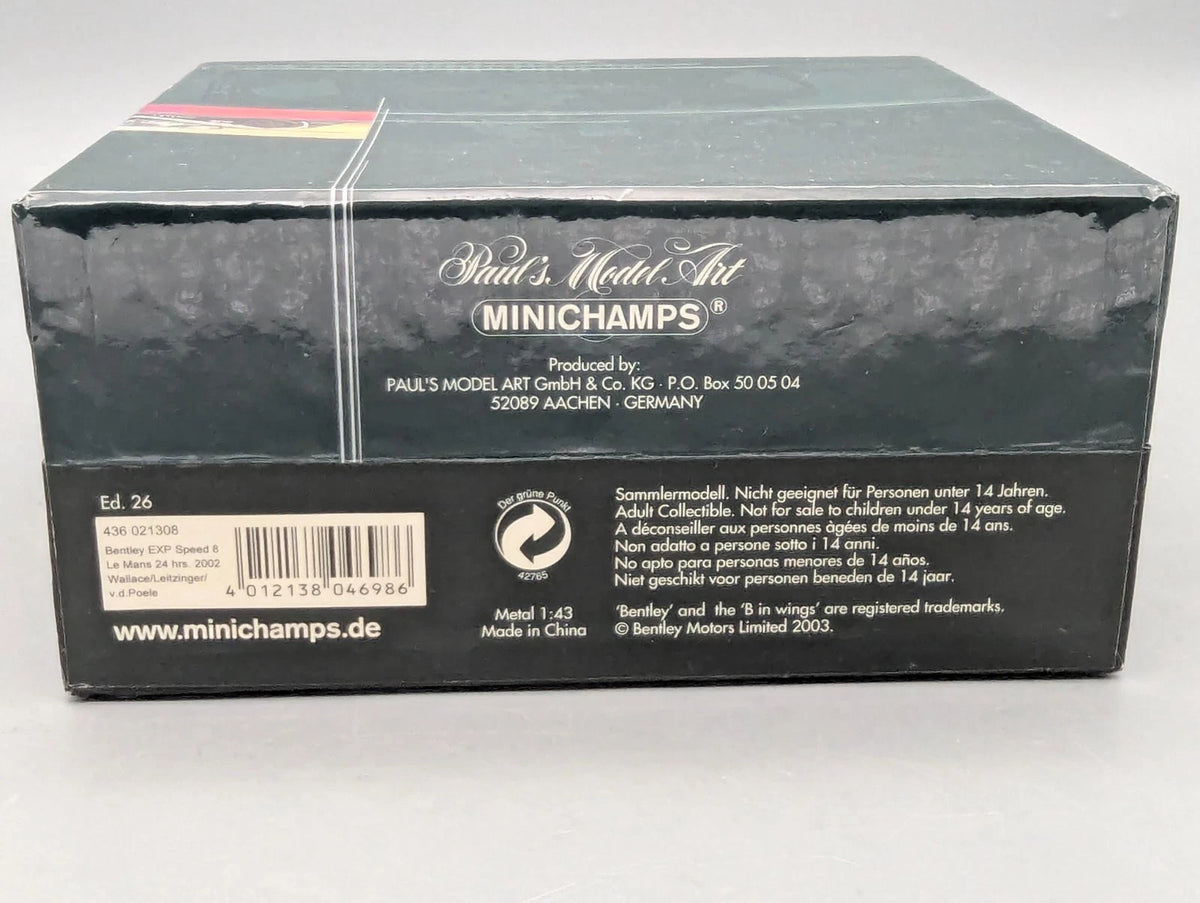 Modellautos 1:43 Minichamps Bentley EXP Speed 8 24h Le Mans 2002 #8 mit OVP