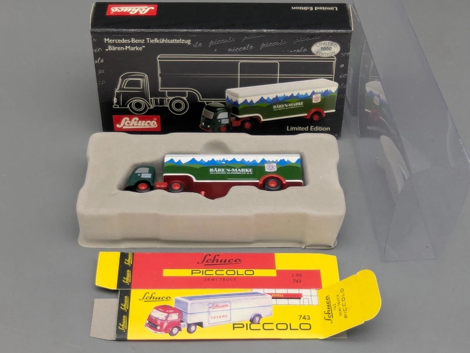 LKW Modell 1:90 Schuco Piccolo Mercedes-Benz Tiefkühlsattelzug Bären-Marke OVP