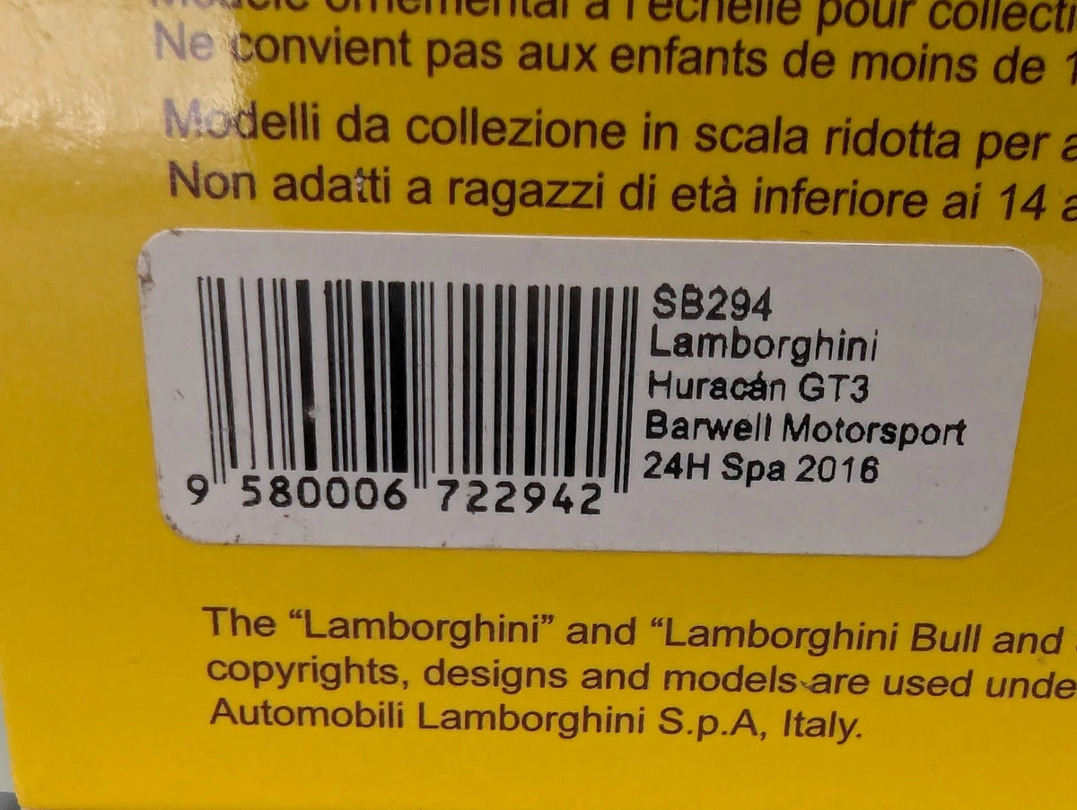 Modellautos 1:43 Spark SB294 Lamborghini Huracan GT3 24h Spa 2016 #666 OVP