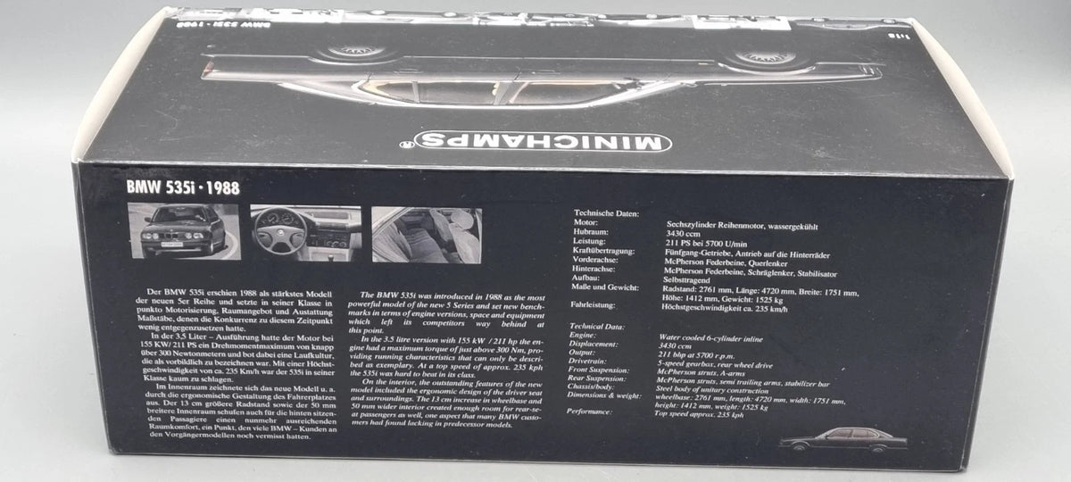 Modellautos 1:18 Minichamps 100 024000 BMW 535i 1988 black OVP