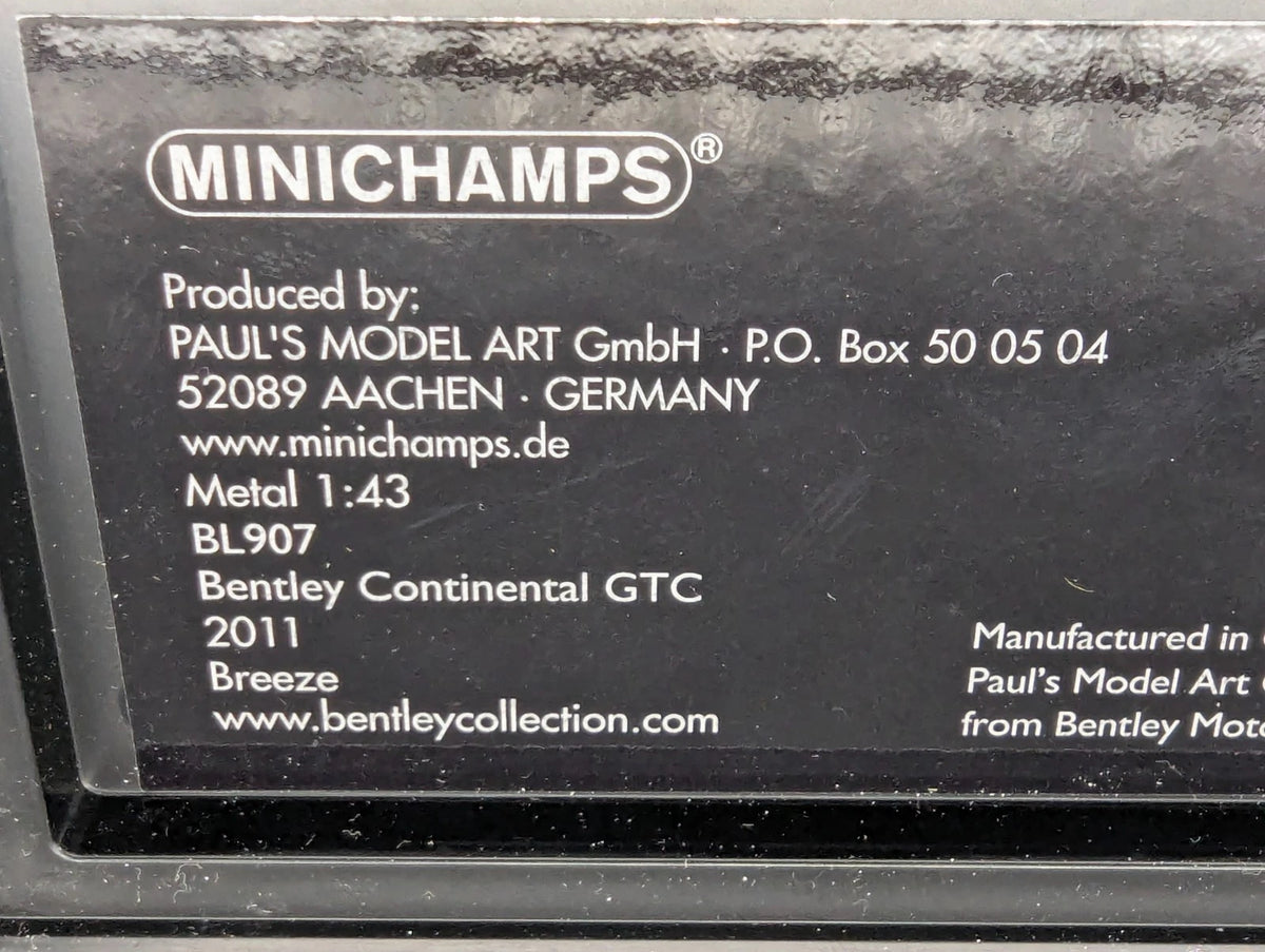 Modellautos 1:43 Minichamps Bentley Continental GTC Breeze Silber Met. mit OVP
