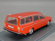 Modellautos 1:43 Neo Scale Models Volvo 145 Orange mit Hund mit Vitrine
