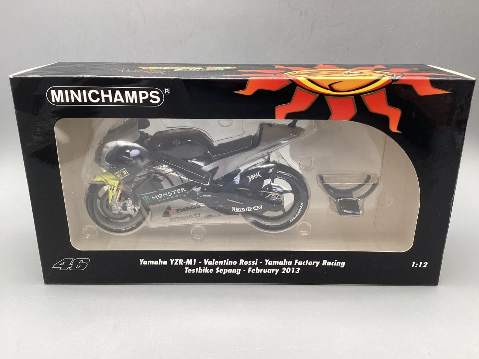 Motorrad Modell 1:12 Minichamps Yamaha YZR-MI V. Rossi Testbike Sepang 2013  OVP