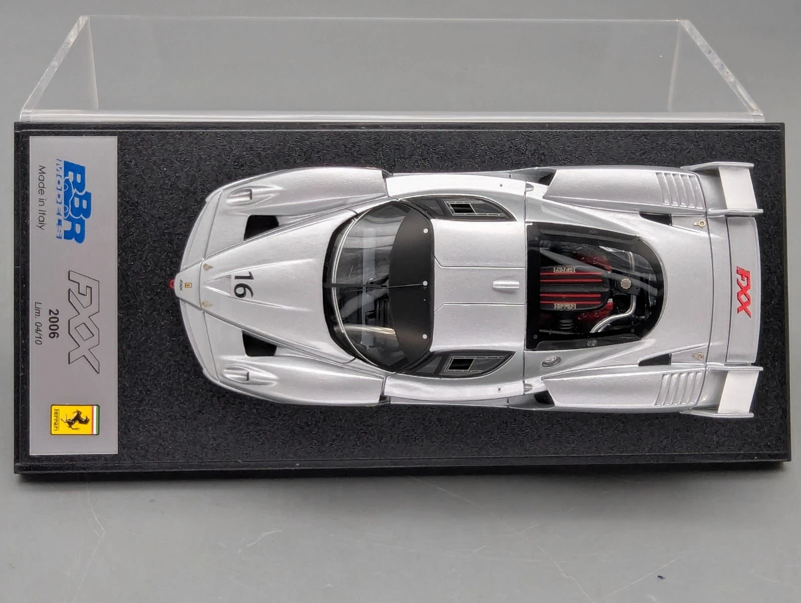 Modellautos 1:43 BBR Ferrari FXX  2006 Silber #16 Ltd 04/10 mit Vitrine und OVP