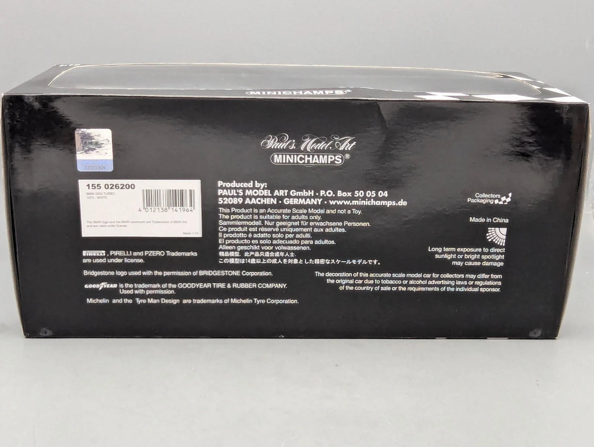 Modellautos 1:18 Minichamps BMW 2002 Turbo 1973 Weiß mit OVP
