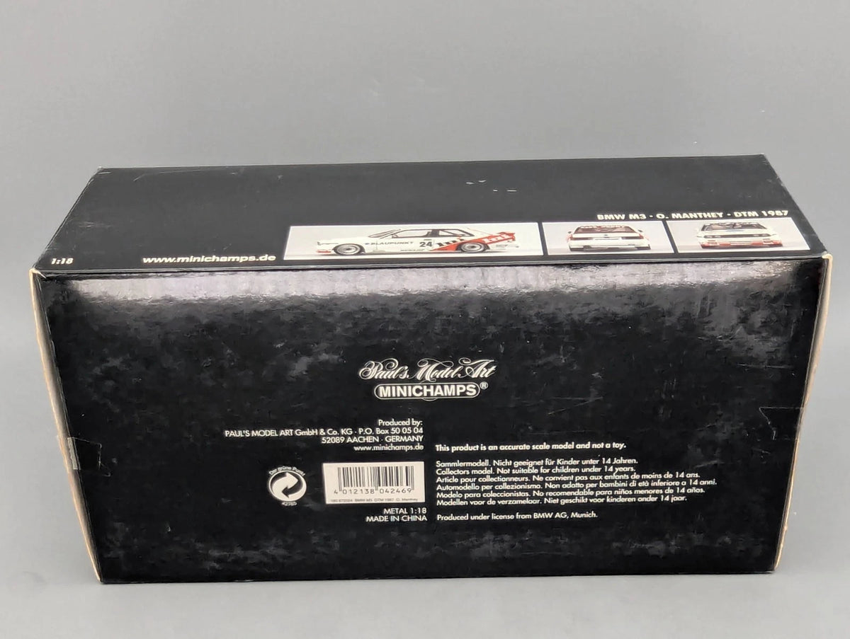 Modellautos 1:18 Minichamps BMW M3 DTM 1987 #24 O. Manthey mit OVP