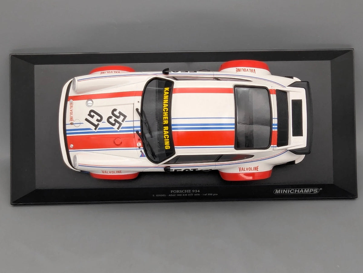Modellautos 1:18 Minichamps Porsche 934 ADAC 300 km EGT 1976 #55GT E. Sindel OVP
