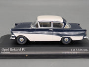 Modellautos 1:43 Minichamps Opel Rekord P1 1958 Royalblau Dark Blue Blau mit OVP
