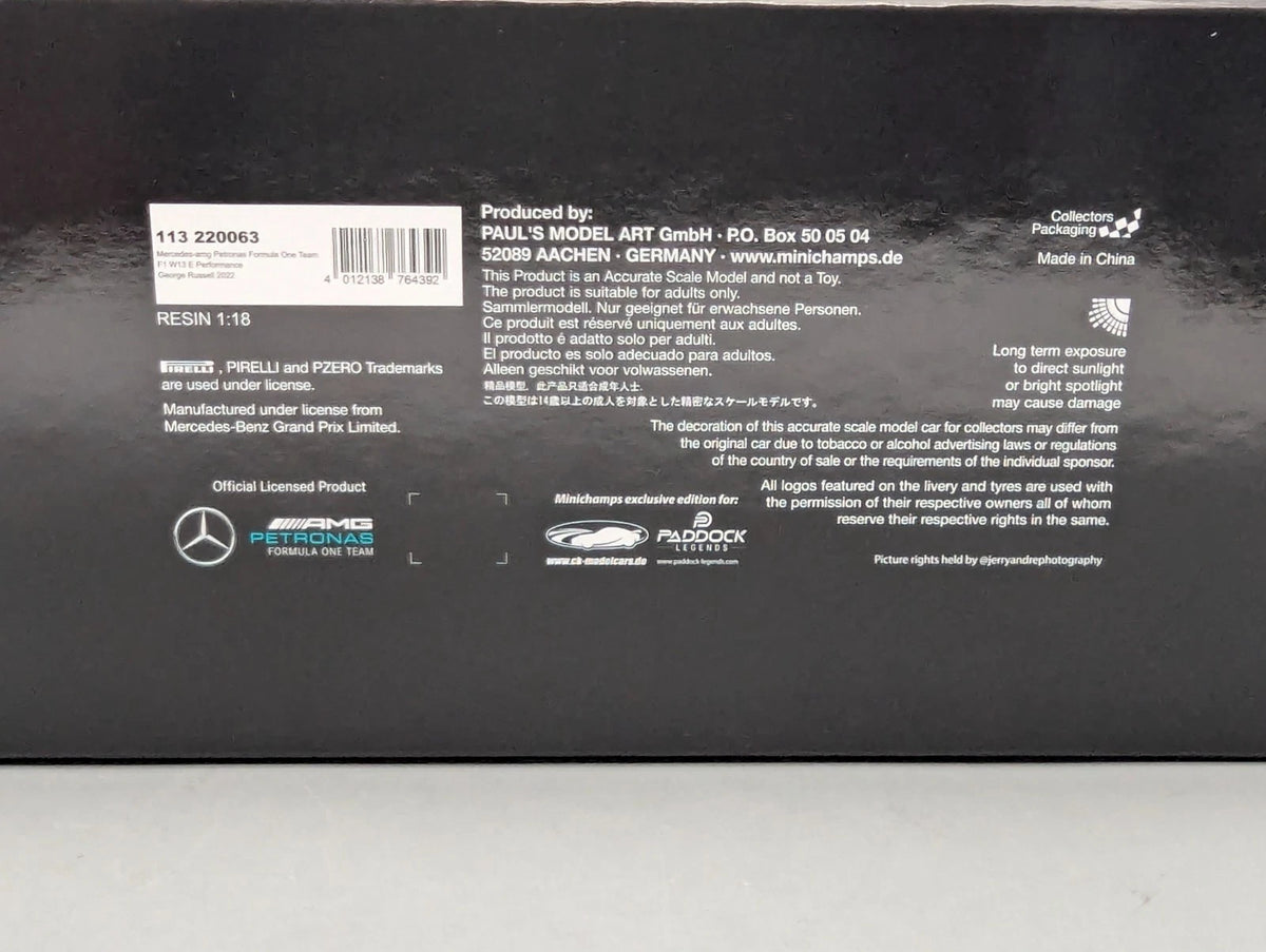 Modellautos 1:18 Minichamps Mercedes AMG F1 W13 E Performance #63 G. Russell OVP