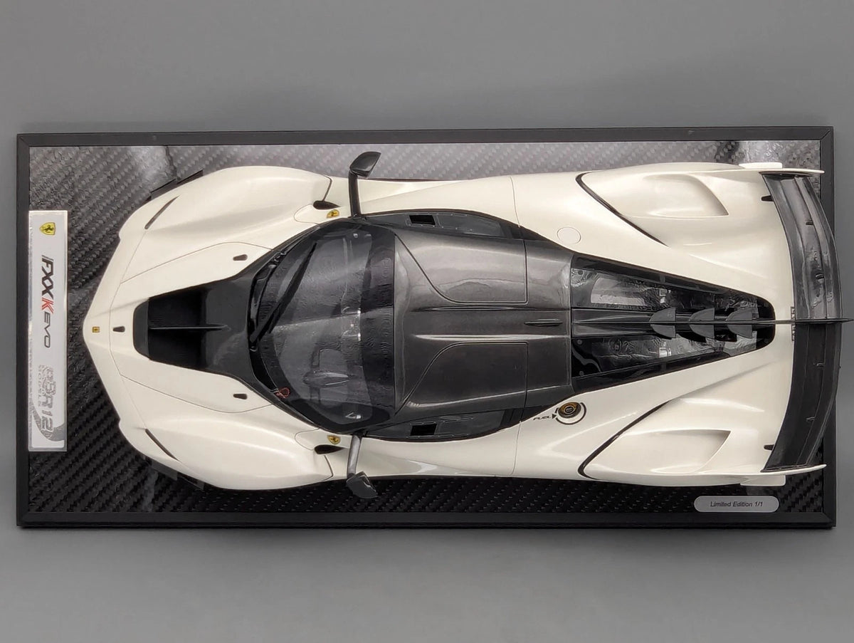 Modellautos 1:12 BBR Ferrari FXX-K EVO Met Italian White Ltd 01/01 Vitrine OVP