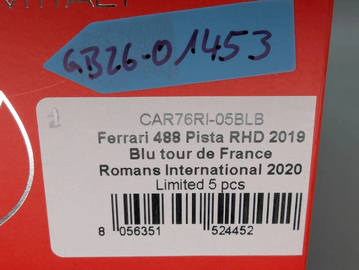 Modellautos 1:43 BBR Ferrari 488 Pista RHD Blu TdF 2019 Romans 2020 Ltd 1/5 OVP