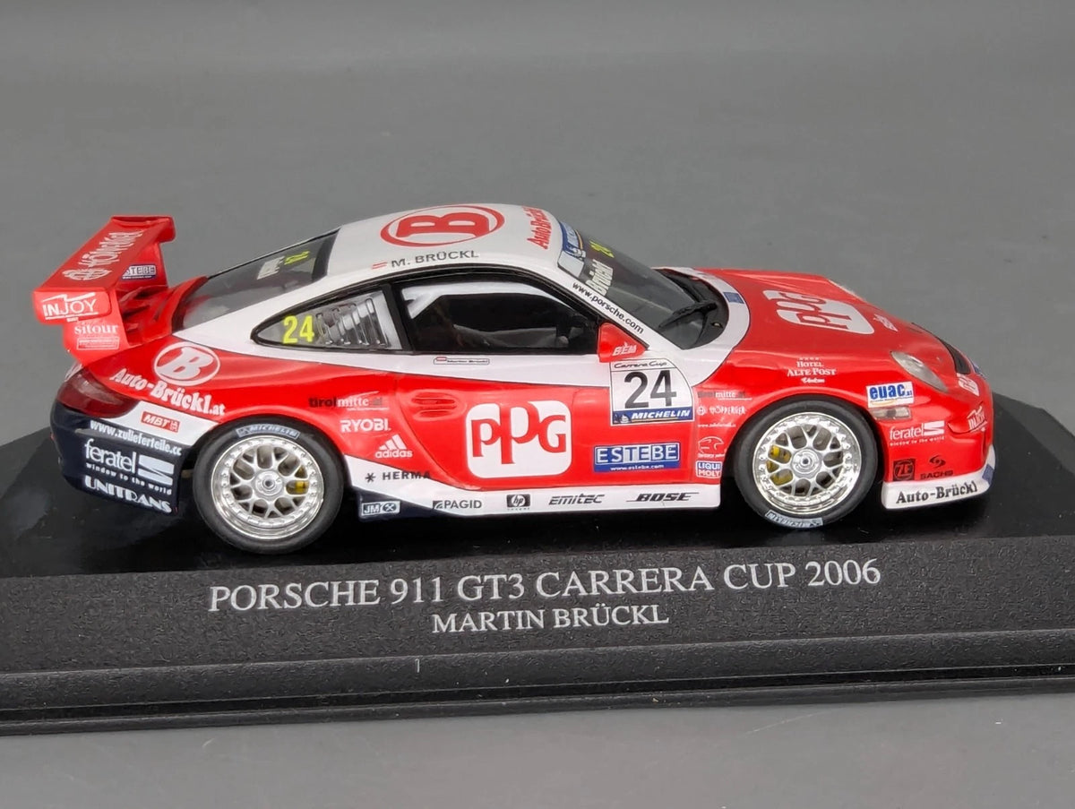 Modellautos 1:43 Minichamps Porsche 911 GT3 Carrera Cup 2006 #24 M. Brückl OVP