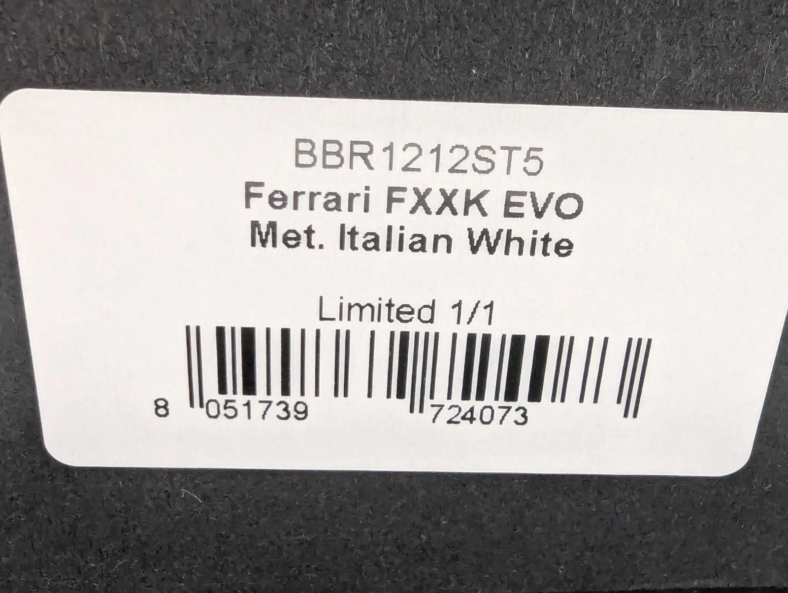 Modellautos 1:12 BBR Ferrari FXX-K EVO Met Italian White Ltd 01/01 Vitrine OVP