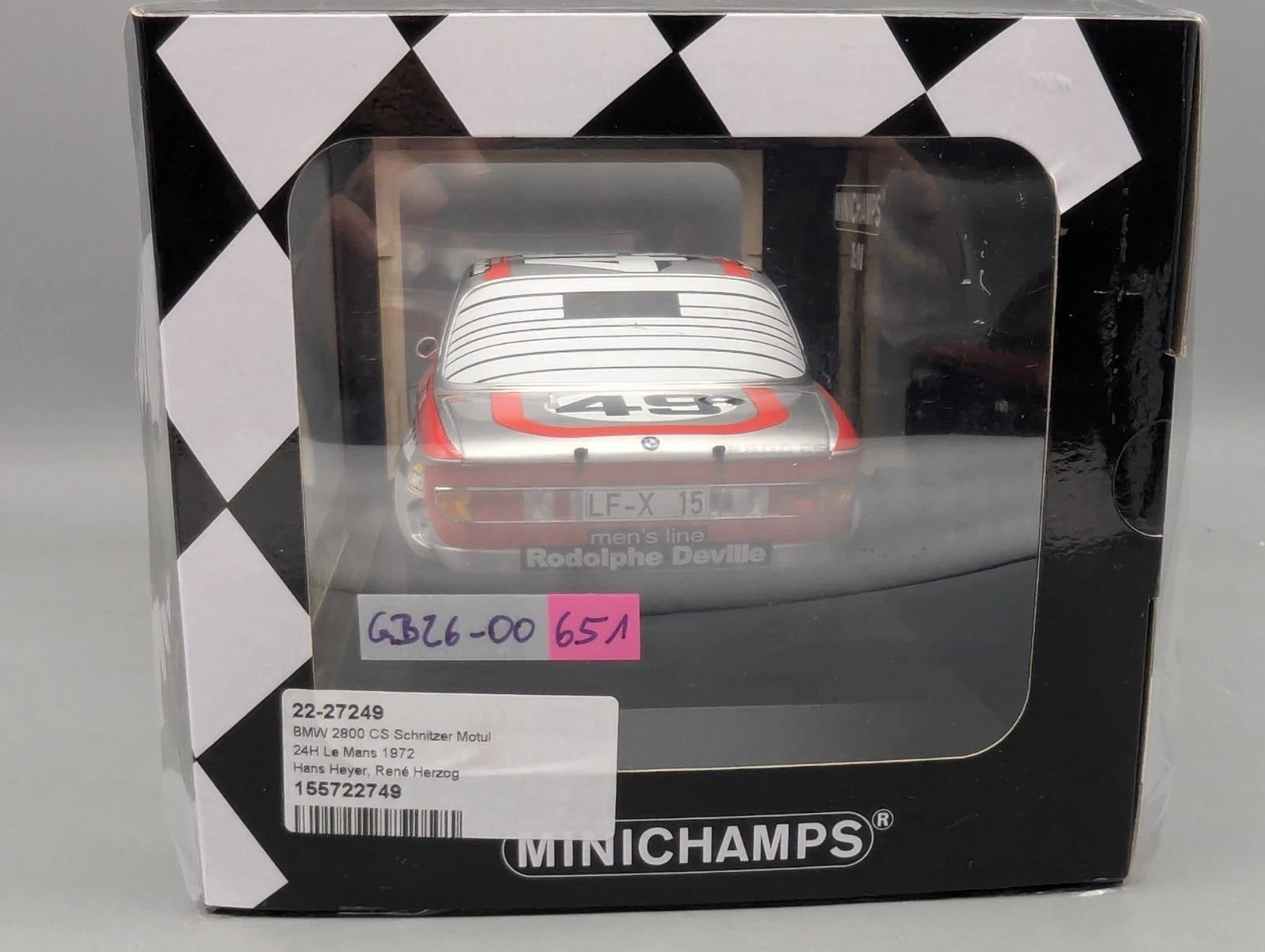 Modellautos 1:18 Minichamps BMW 2800 CS 24h Spa 1972 #49 Herzog + Heyer mit OVP
