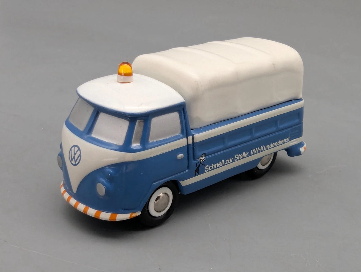 Modellautos 1:90 Schuco Piccolo VW T1 Pritsche / Plane VW-Kundendienst in OVP