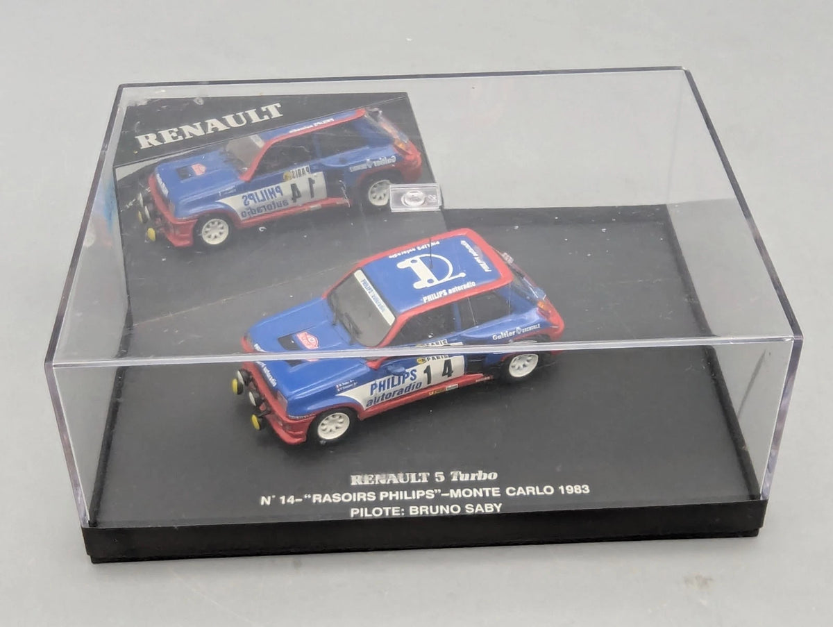 Modellautos 1:43 Universal Hobbies Renault 5 Turbo RMC 1983 #14 Saby Vitrine