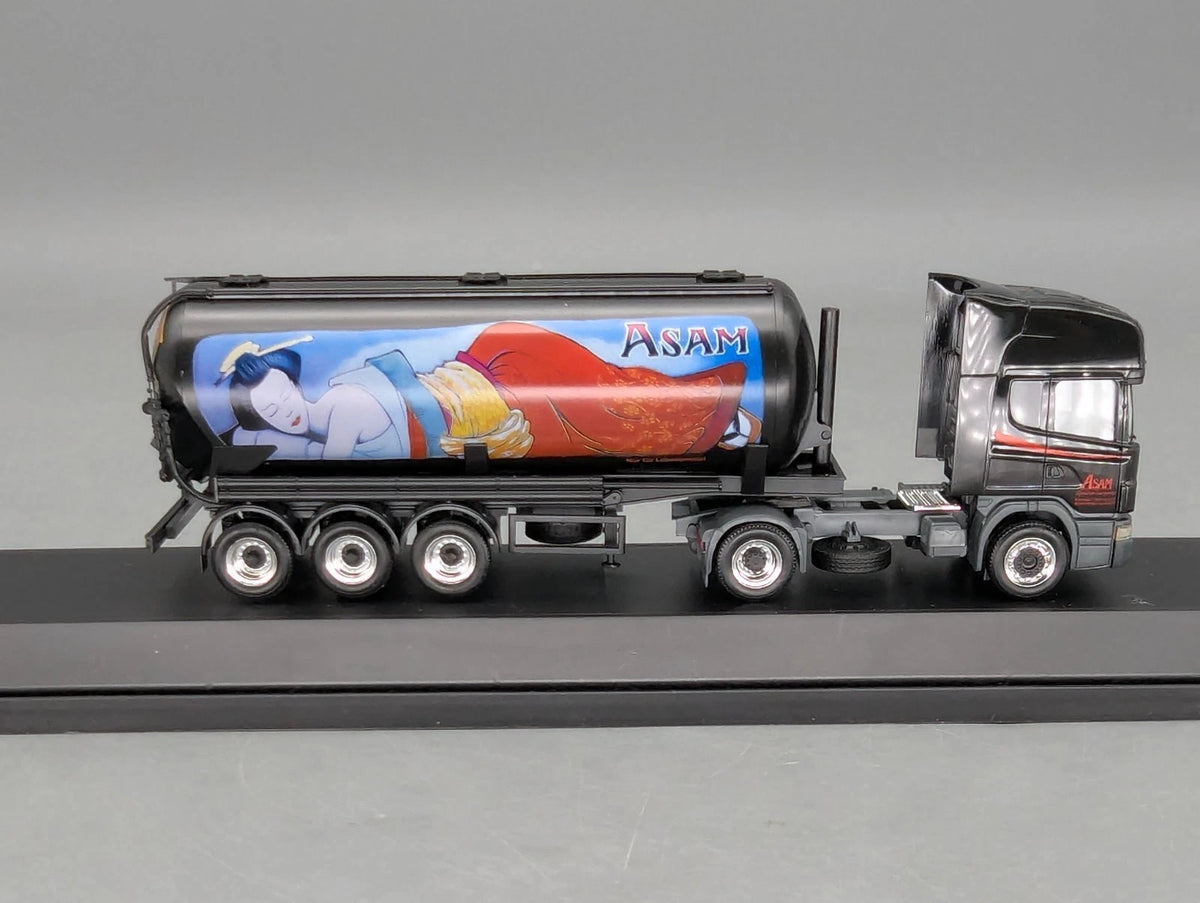 Lkw Modell 1:87 Herpa Edition 8 Scania Silo Sattelzug ASAM Transporte Vitrine