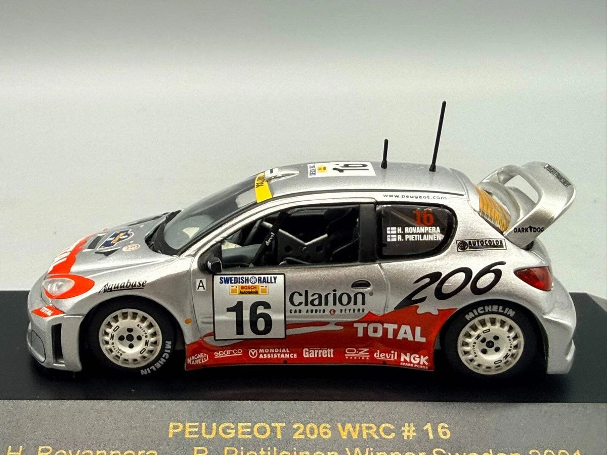 Modellautos 1:43 Ixo Peugeot 206 WRC Winner Catalunya 2001 #16 mit OVP