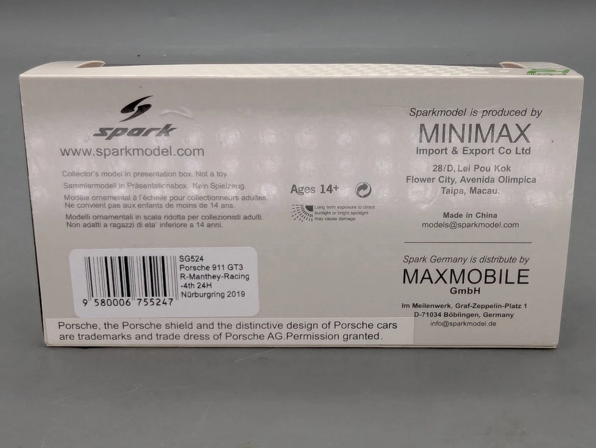 Modellautos 1:43 Spark SG524 Porsche 911 GT3 R 24H Nürburgring 2019 #12 OVP
