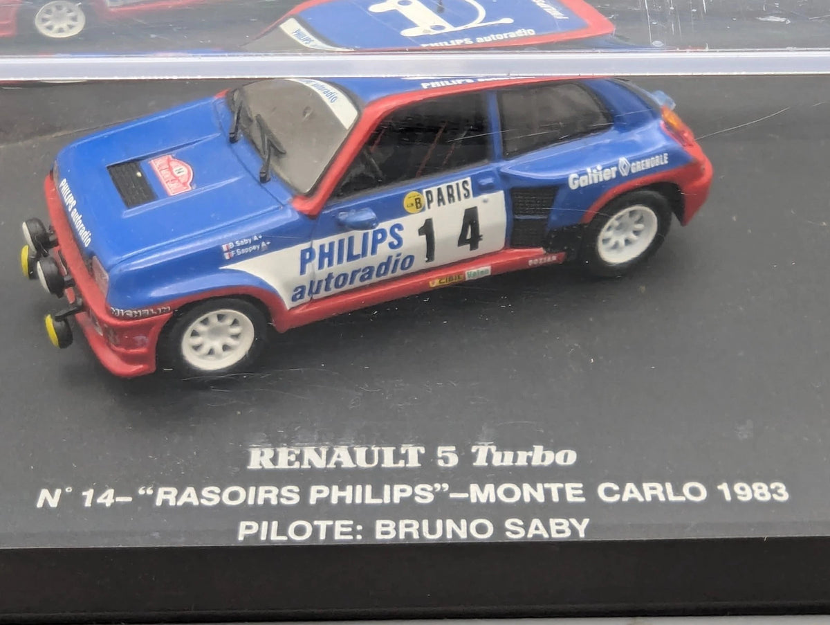 Modellautos 1:43 Universal Hobbies Renault 5 Turbo RMC 1983 #14 Saby Vitrine