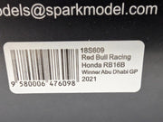 Modellautos 1:18 Spark Honda Red Bull RB16B WINNER Abu D 2021 #33 Verstappen OVP