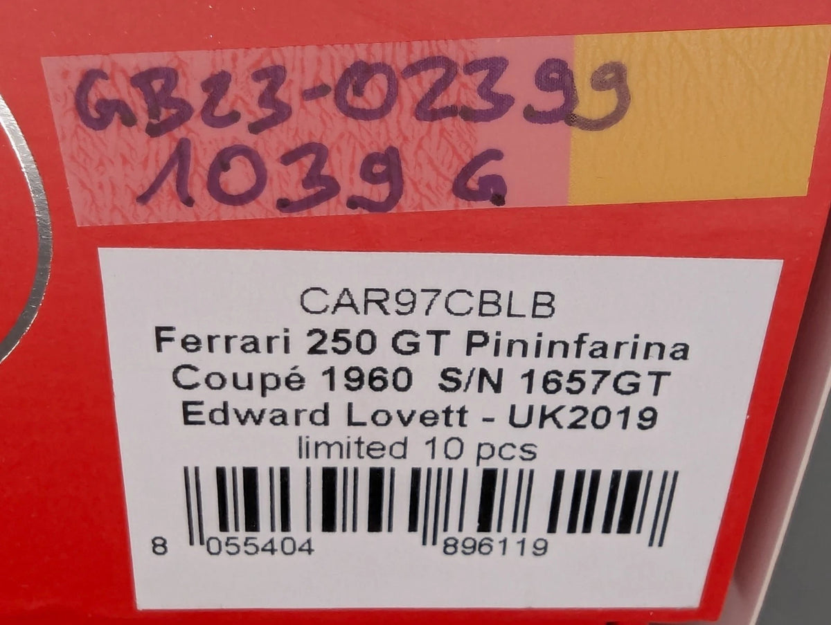 Modellautos 1:43 BBR Ferrari 250 GT Pininfarina Coupe S/N 1637GT Ltd 08/10 OVP