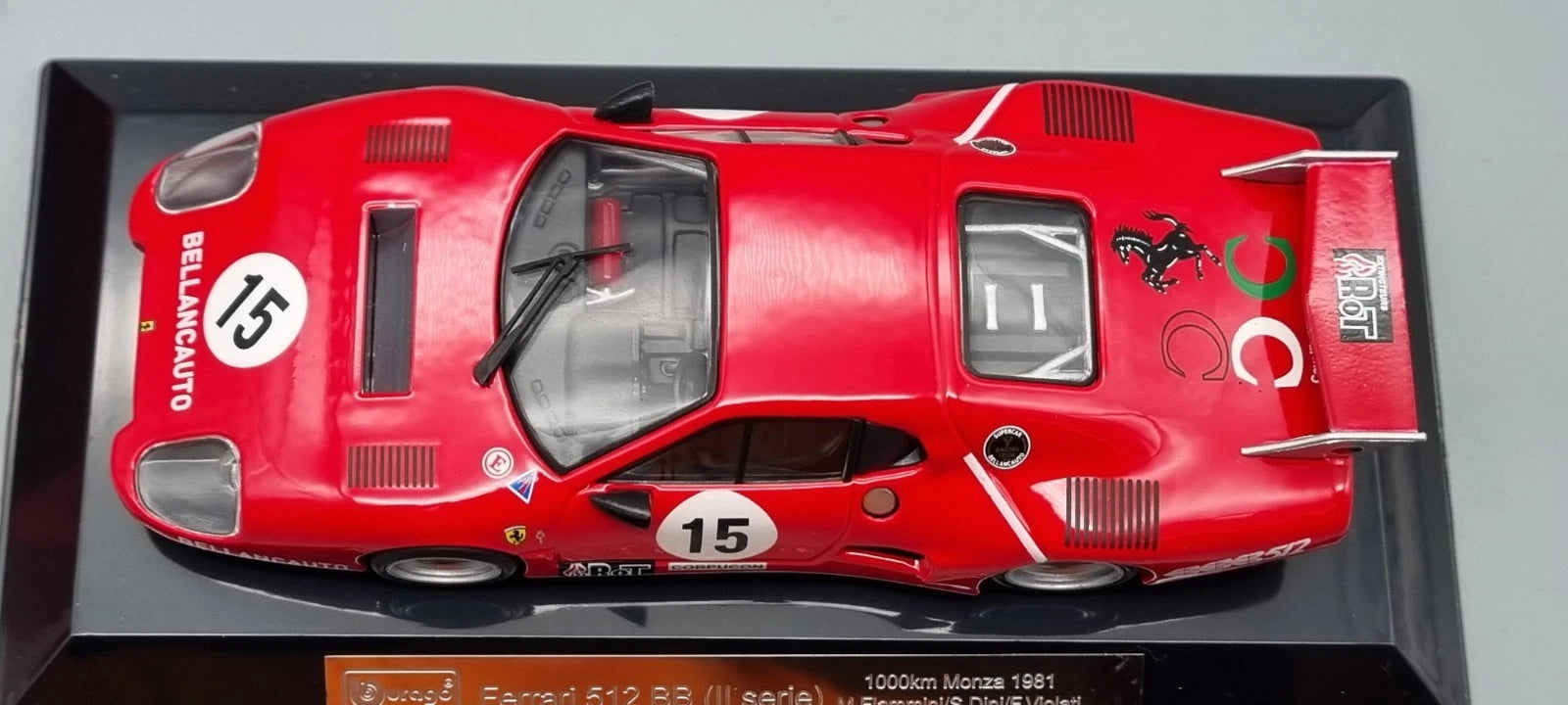 Modellautos 1:43 Bburago Racing Ferrari 512 BB 1000km Monza 1981 #15 OVP