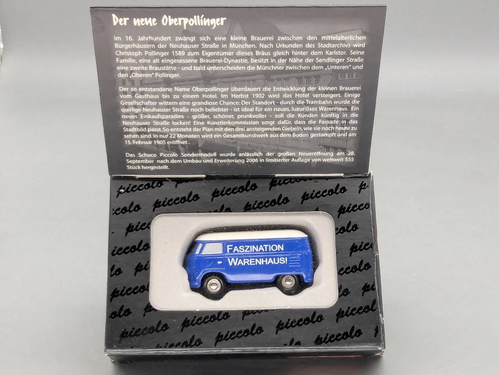 Modellautos 1:90 Schuco Piccolo Volkswagen VW Bus T1 Der neue Oberpollinger OVP