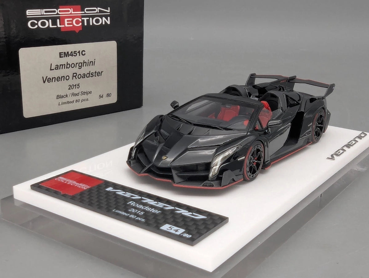 Eidolon Make Up 1:43 Lamborghini Veneno Roadster 2015 Black Red Ltd 54/80 OVP