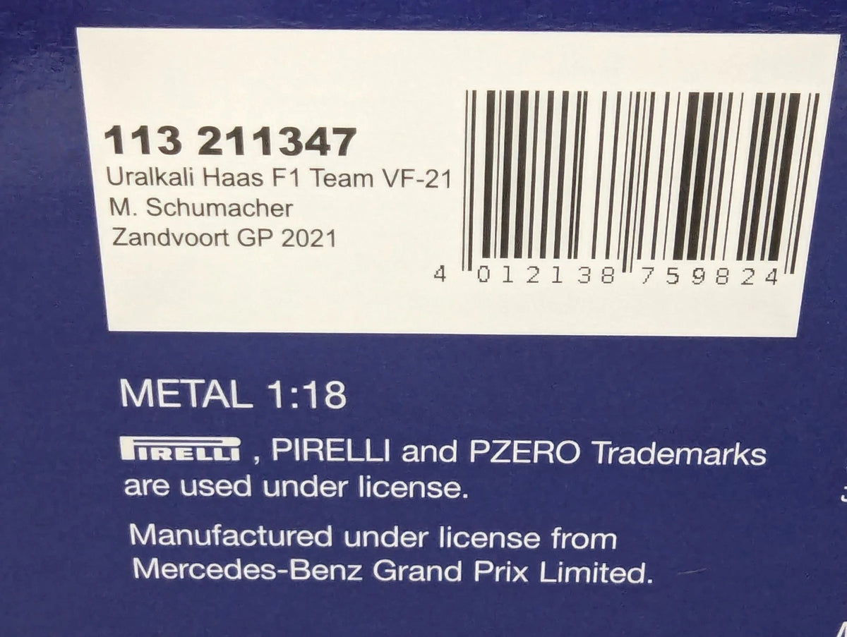 Modellautos 1:18 Minichamps Uralkali Haas VF-21 NL GP 2021 #47 M. Schumacher OVP