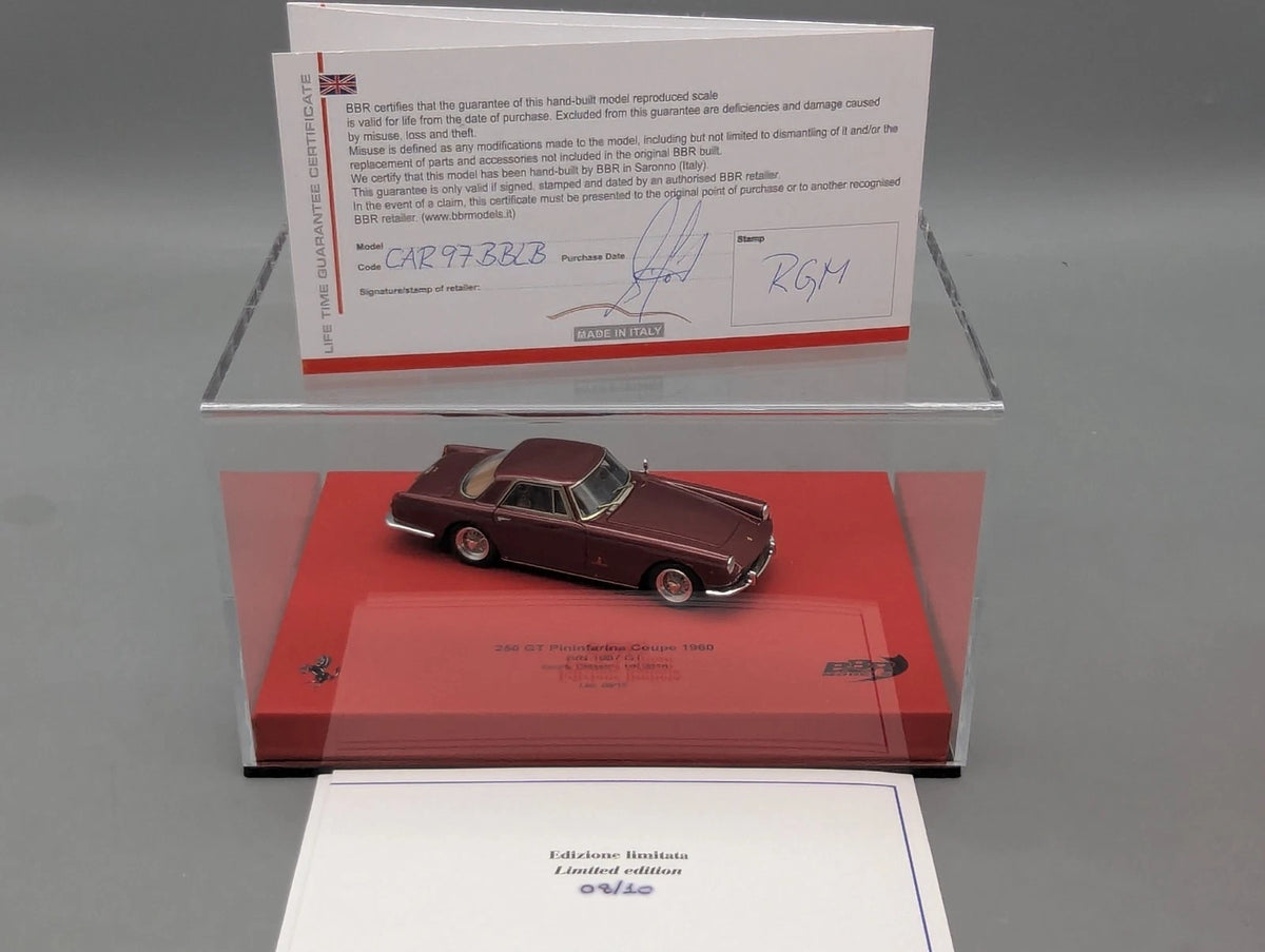 Modellautos 1:43 BBR Ferrari 250 GT Pininfarina Coupe S/N 1987 GT 08/10 mit OVP