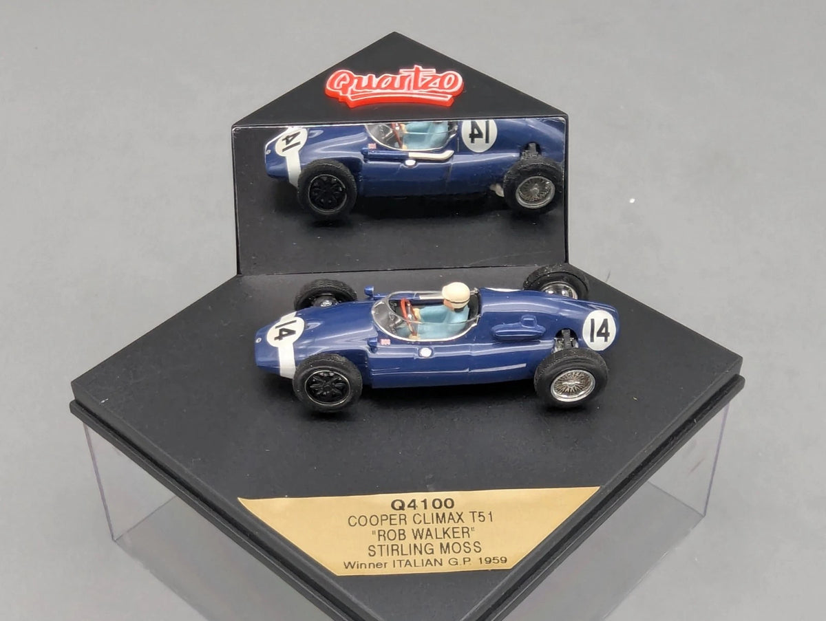 Modellautos 1:43 Quartzo Cooper Climax T51 WINNER Italien GP 1959 #14 Vitrine