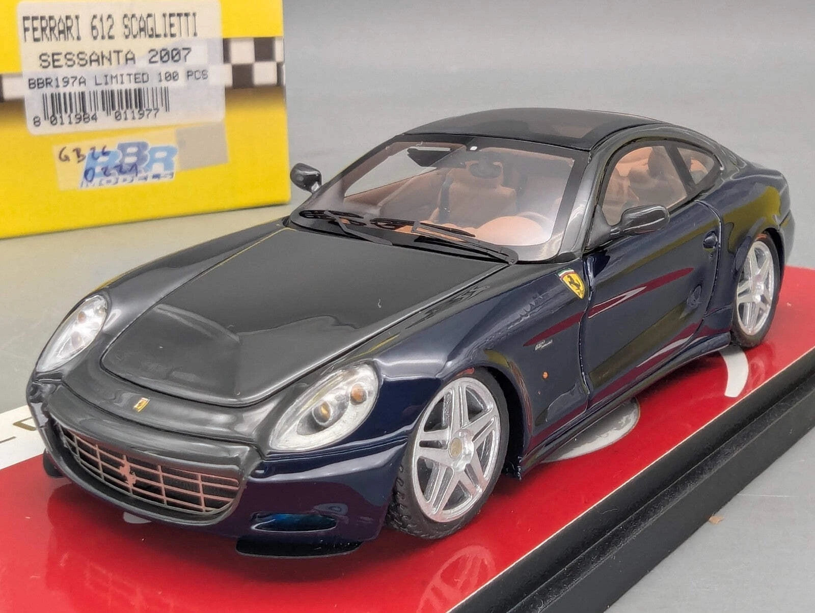 Modellautos 1:43 BBR Ferrari 612 Scaglietti Sessanta 2007 Blau und Grau mit OVP
