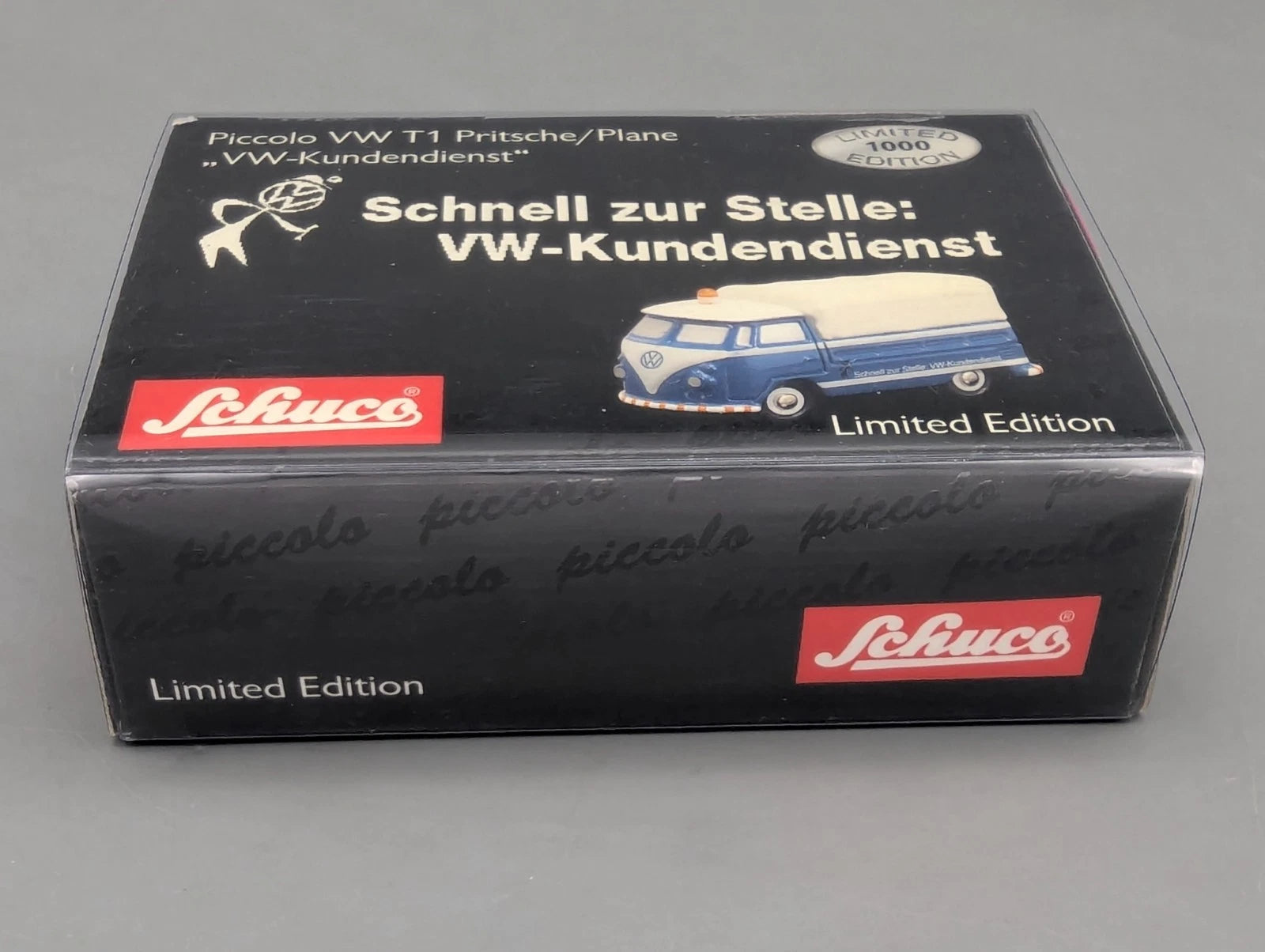 Modellautos 1:90 Schuco Piccolo VW T1 Pritsche / Plane VW-Kundendienst in OVP