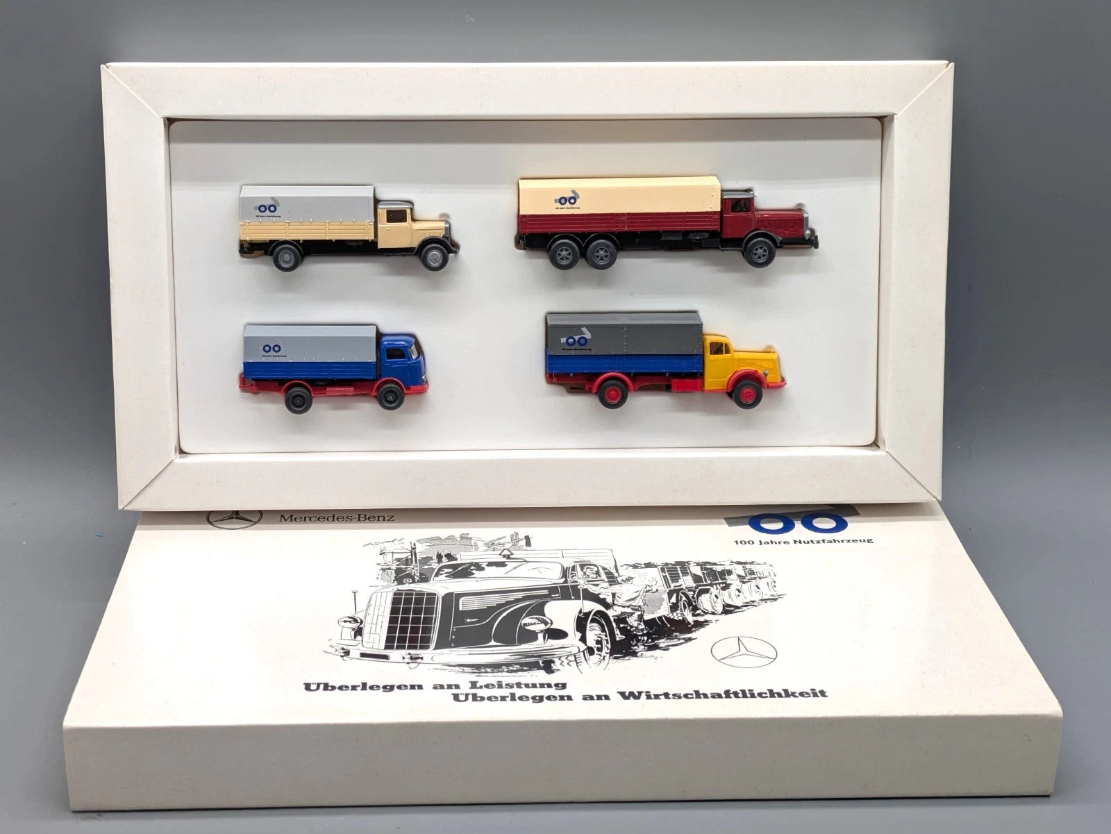 Lkw Modell HO 1:87 Wiking Mercedes-Benz 4er Set 100 Jahre Nutzfahrzeuge mit OVP