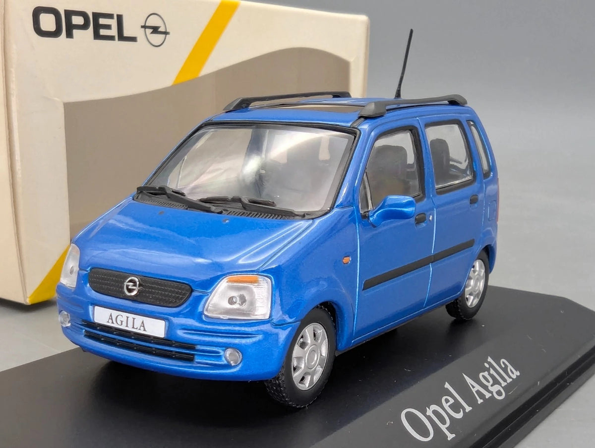 Modellautos 1:43 Minichamps Opel Agila Blau Metallic mit Dealer OVP