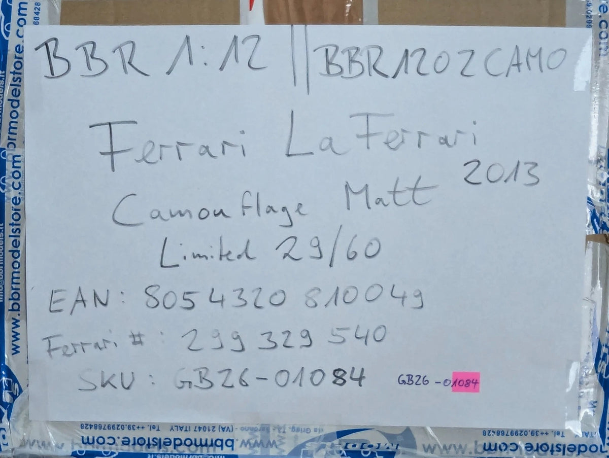 Modellautos 1:12 BBR Ferrari LaFerrari 2013 Matt Camouflage Lt 29/60 Vitrine OVP
