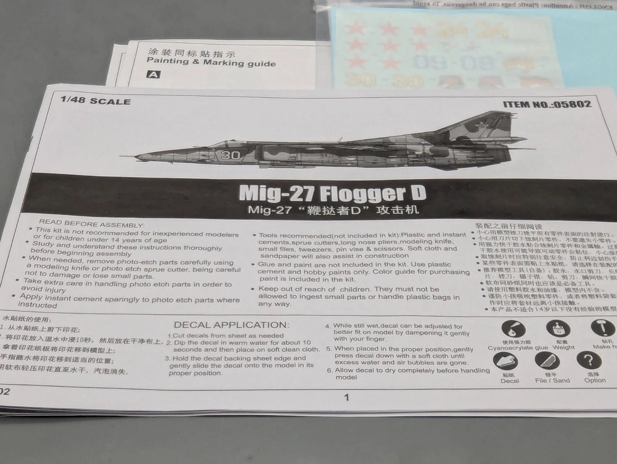 Flugzeug Bausatz 1:48 Trumpeter 05802 Mig-27 Flogger D  mit OVP