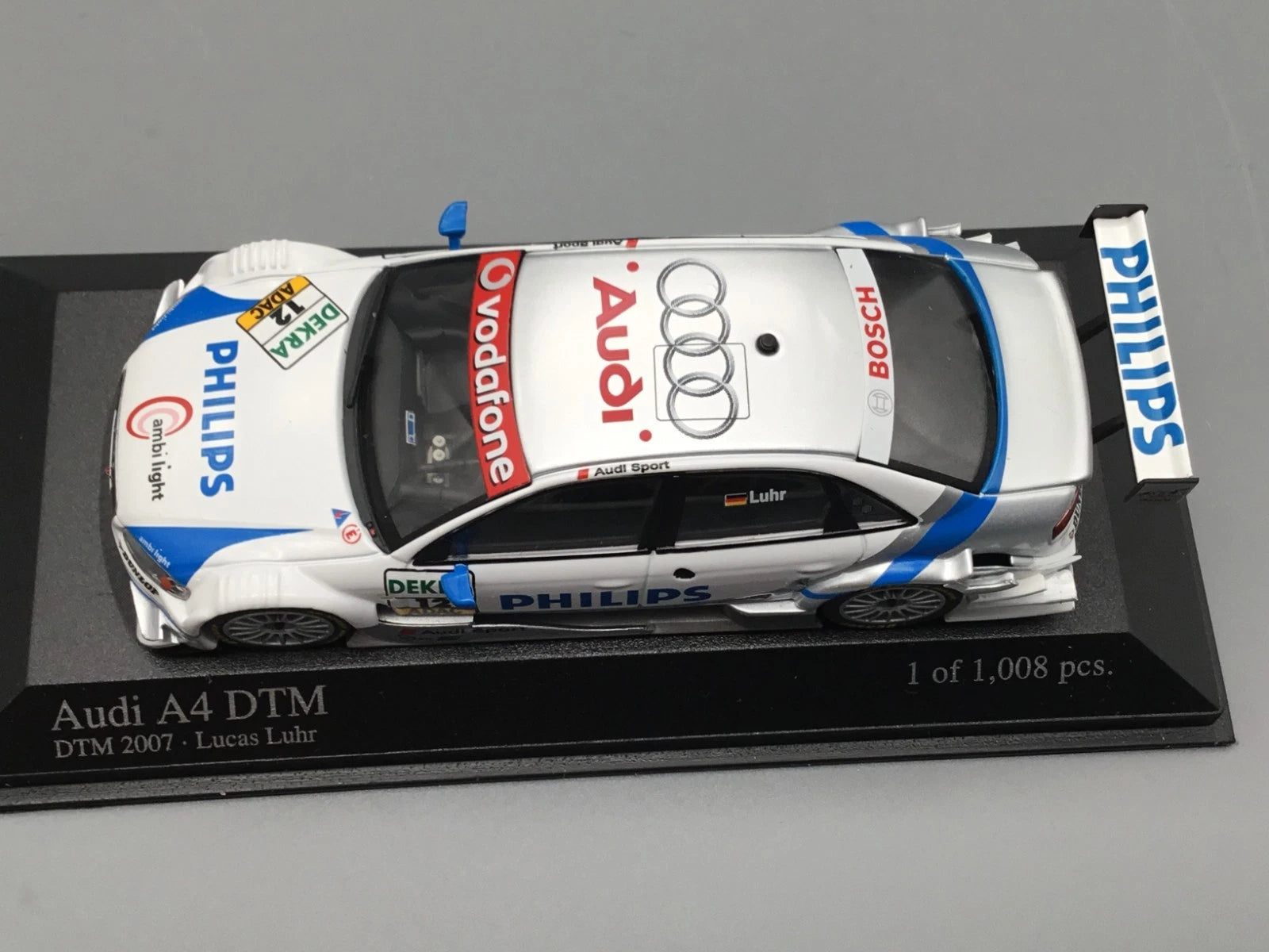 Modellautos 1:43 Minichamps Audi A4 DTM 2007 Lucas Luhr #12 in OVP