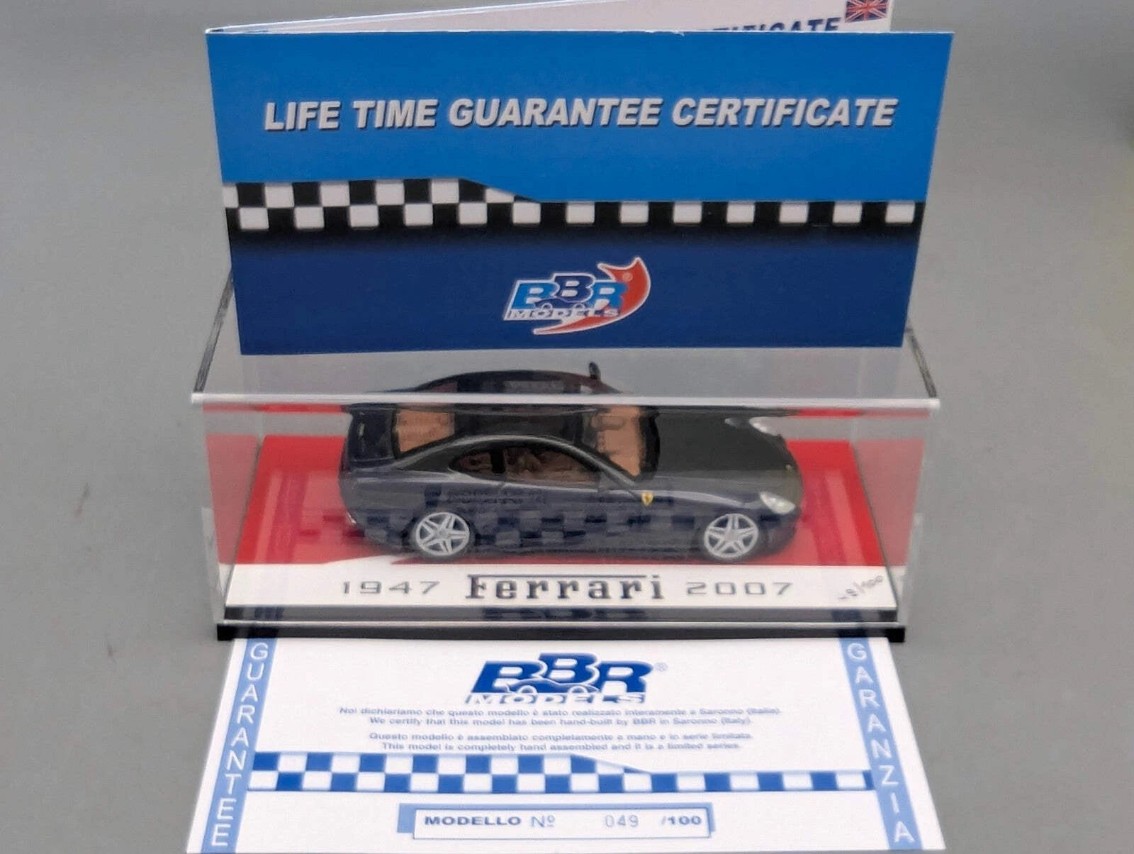 Modellautos 1:43 BBR Ferrari 612 Scaglietti Sessanta 2007 Blau und Grau mit OVP