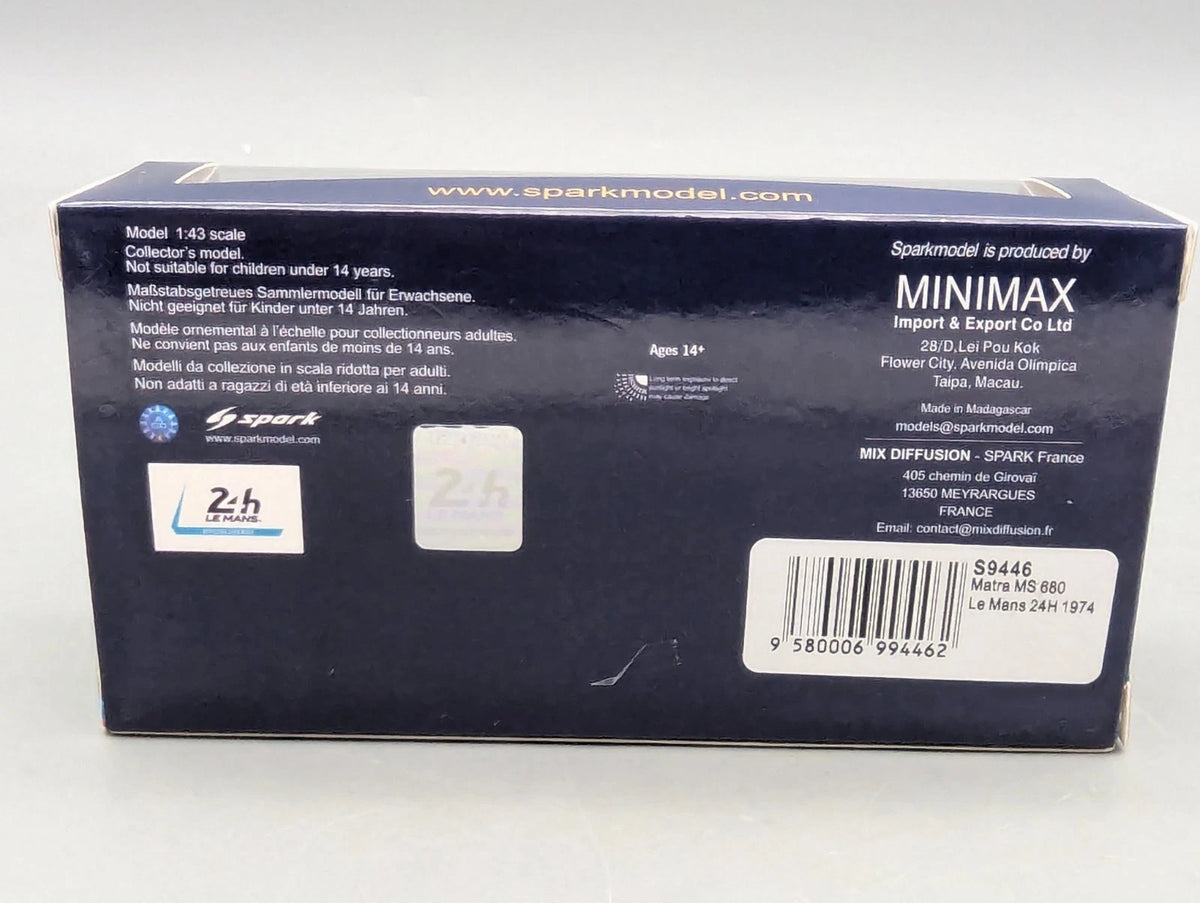 Modellautos 1:43 Spark S9446 Matra MS 680 24h Le Mans 1974 #6 mit OVP