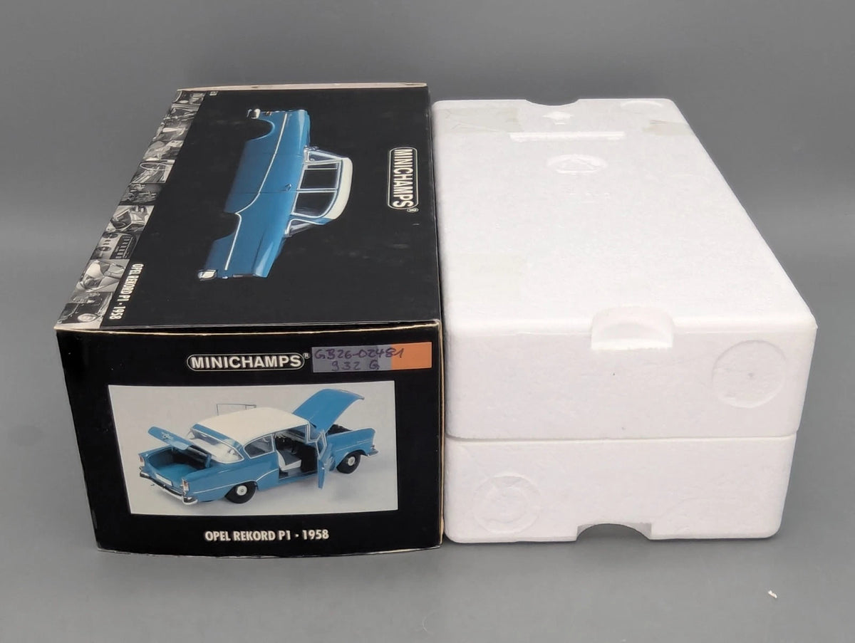 Modellautos 1:18 Minichamps Opel Rekord P1 1958 Türkisblau mit OVP