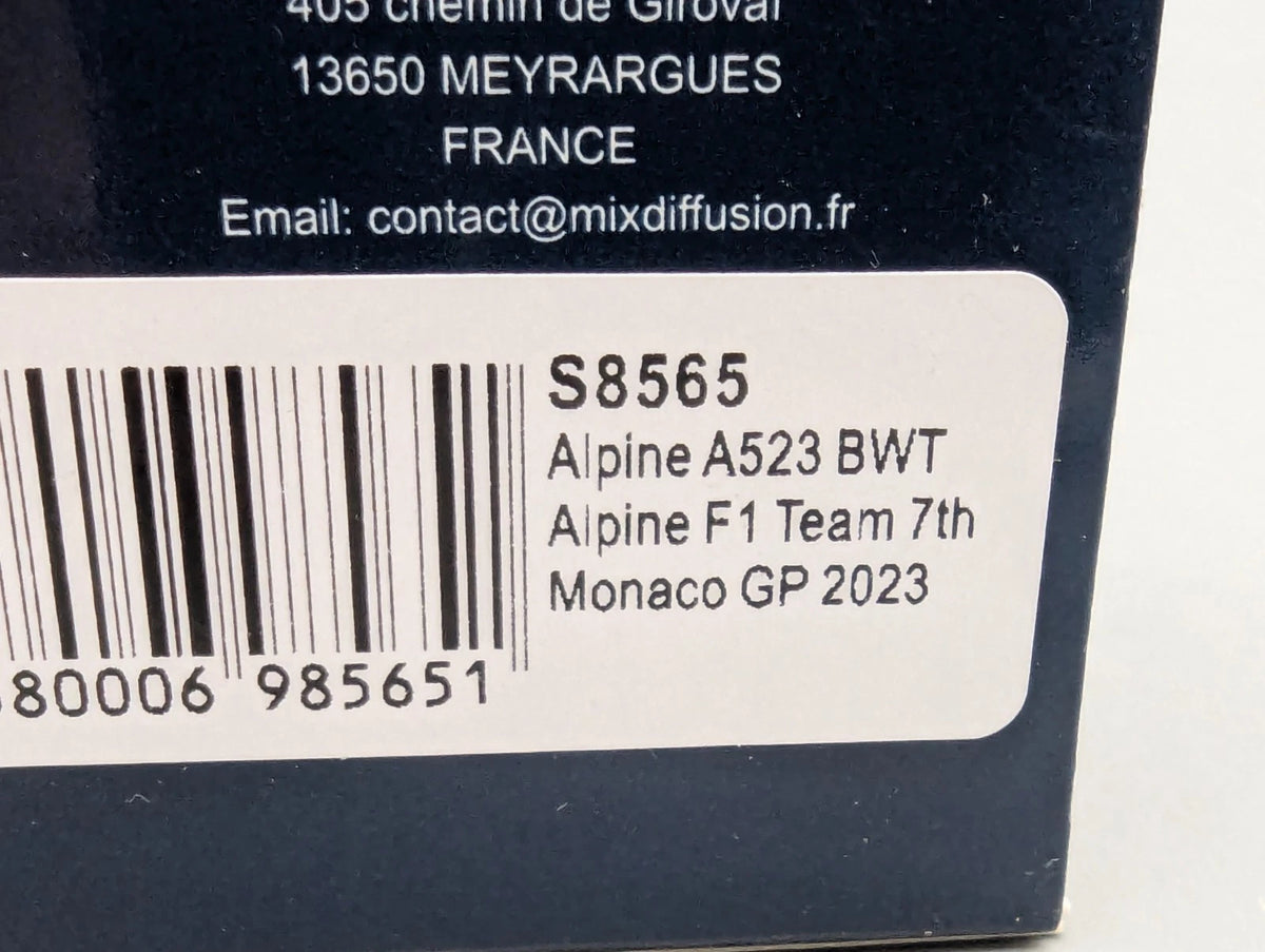 Modellautos 1:43 Spark S8565 Alpine A523 BWT Monaco GP 2023 #10 P. Gasly mit OVP