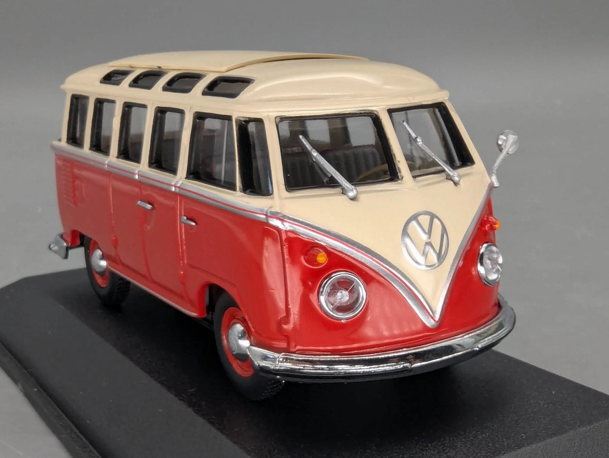 Modellautos 1:43 Minichamps Volkswagen VW Classic Bus T1 Rot Weiß mit Dealer OVP