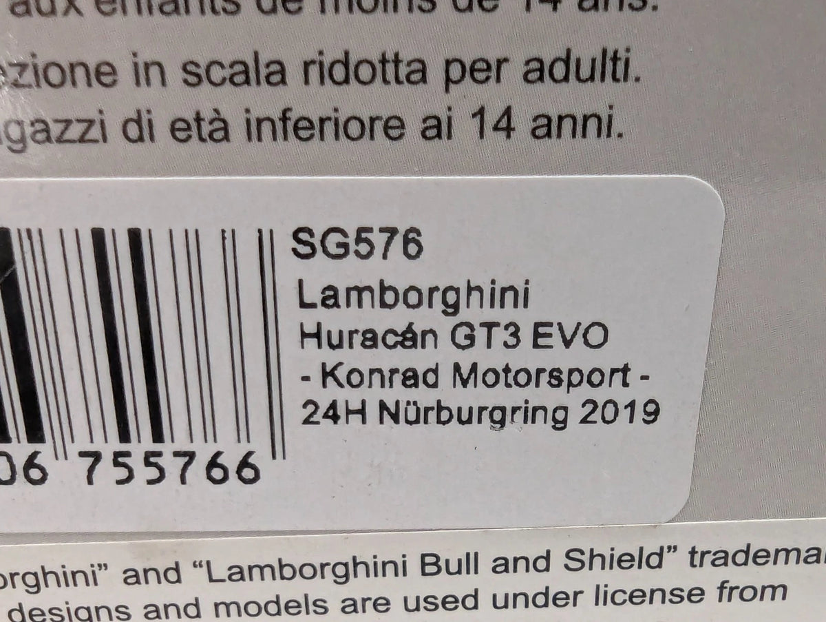 Modellautos 1:43 Spark SG576 Lamborghini Huracan GT3 EVO 24h Nbrg 2019 #7 OVP