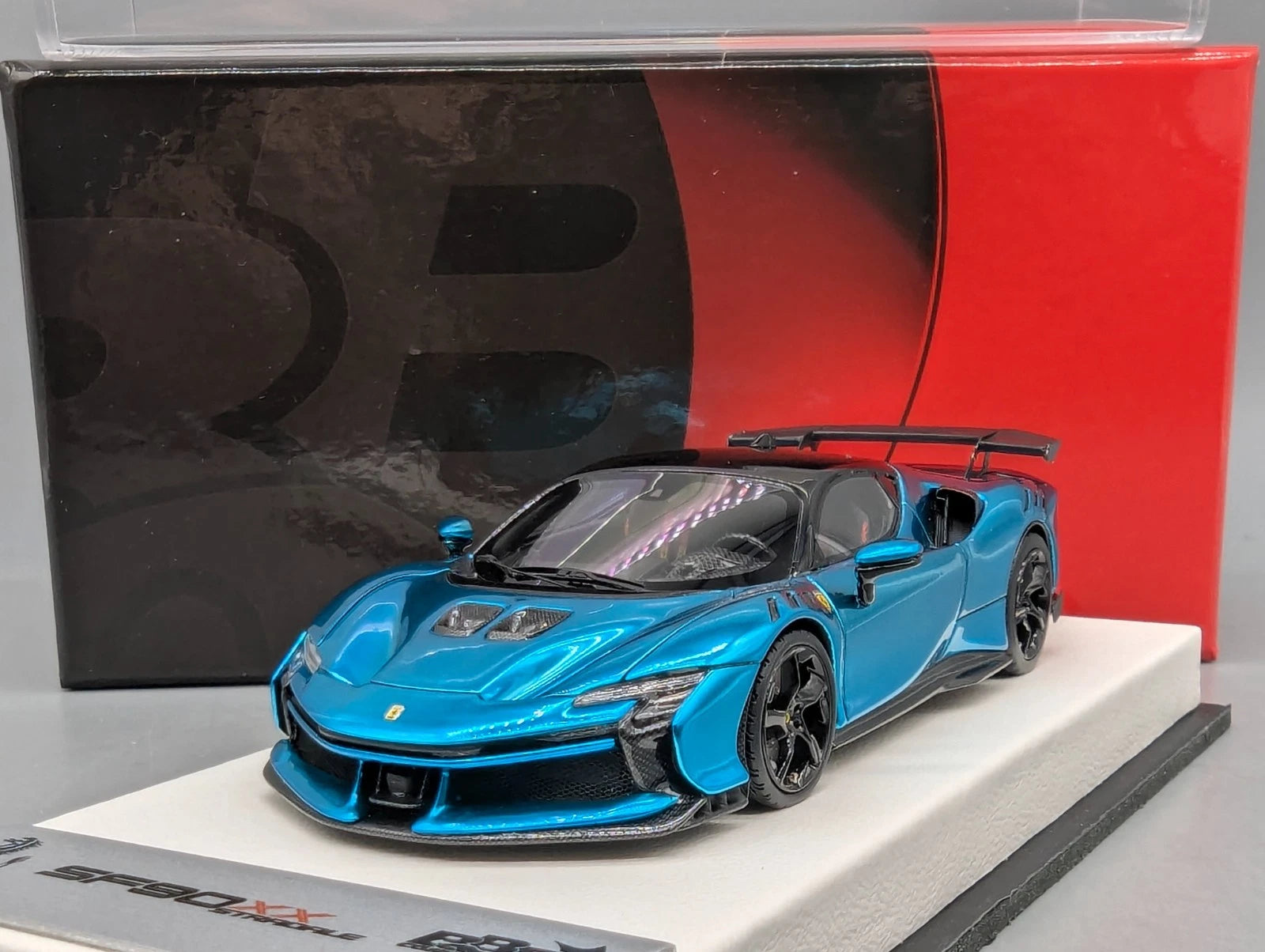 Modellautos 1:43 BBR Concept43 Ferrari SF90XX Stradale Chrome Blue Ltd 04/15 OVP