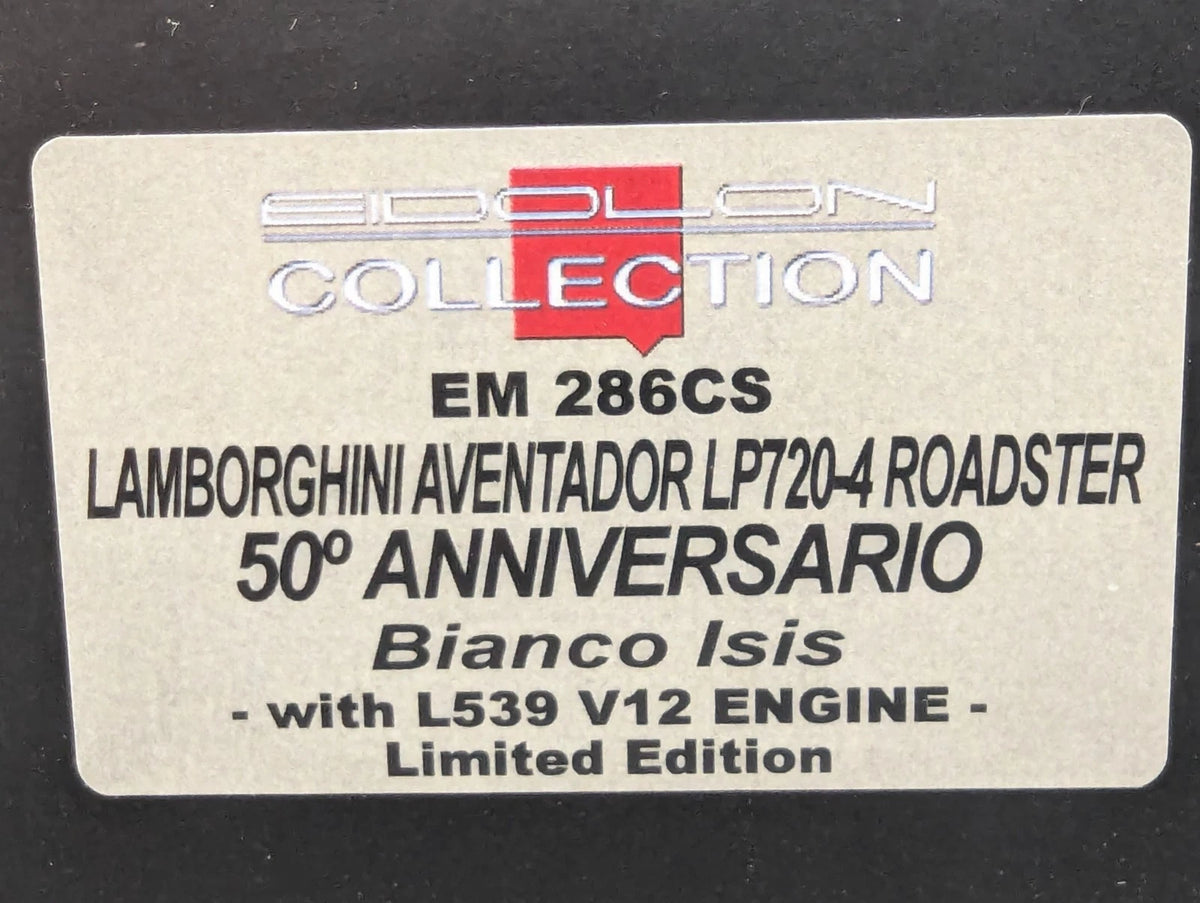 Eidolon Make Up 1:43 Lamborghini Aventador LP720-4 Roadster Engine Set Weiß OVP