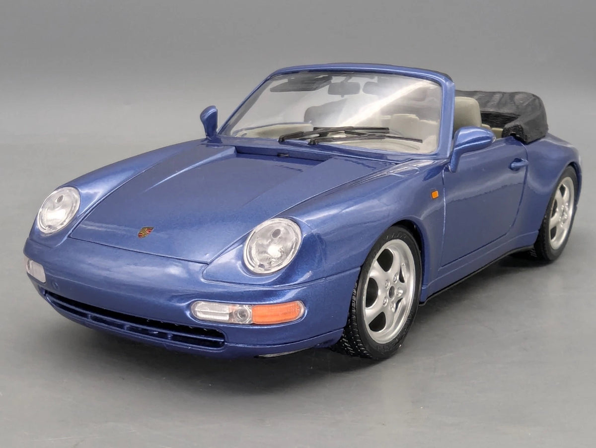 Modellautos 1:18 Bburago Porsche 911 Carrera Cabriolet 1993 Blau Met mit Vitrine