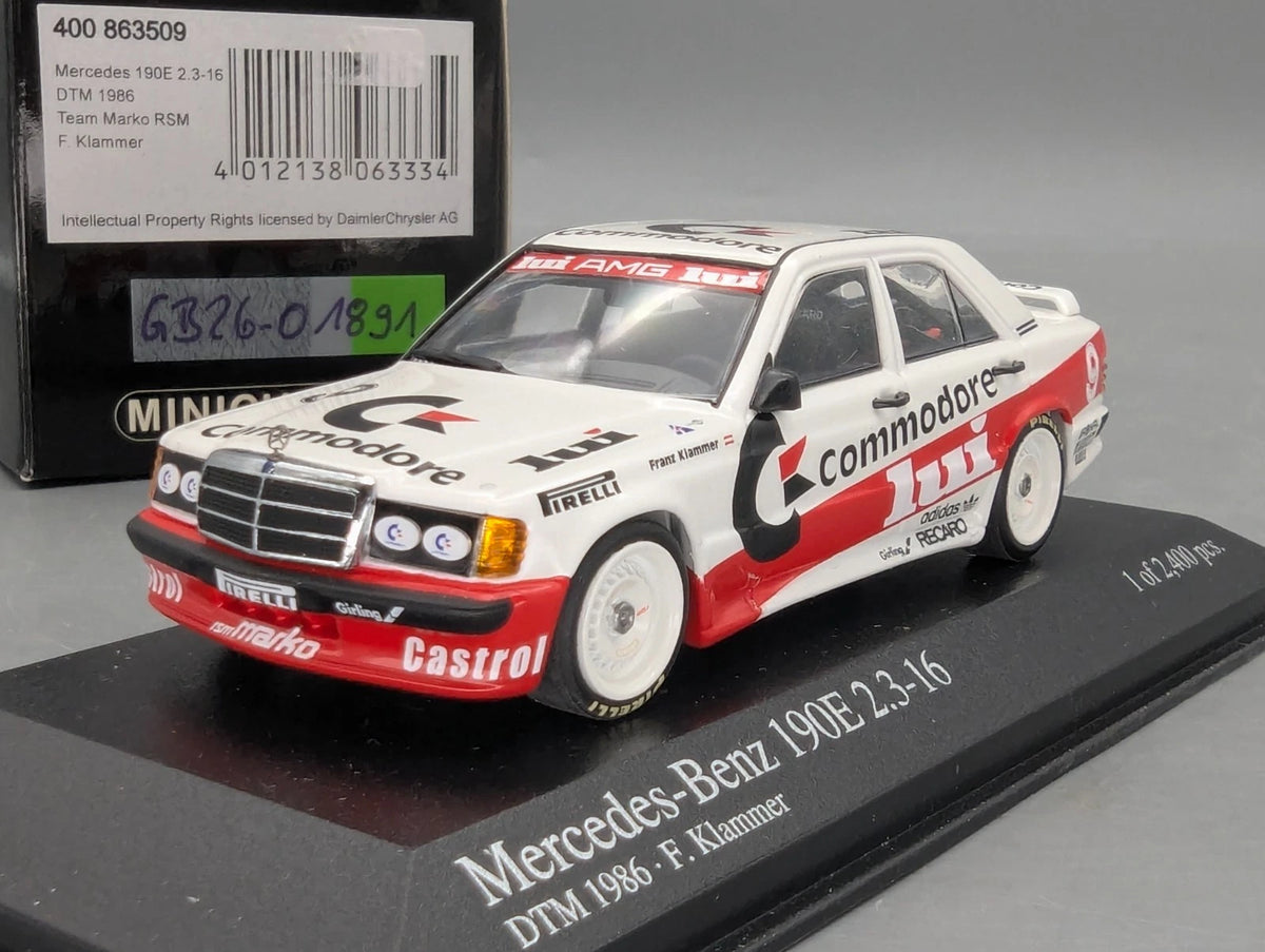 Modellautos 1:43 Minichamps Mercedes Benz 190E 2.3-16 DTM 1986 #9 F. Klammer OVP
