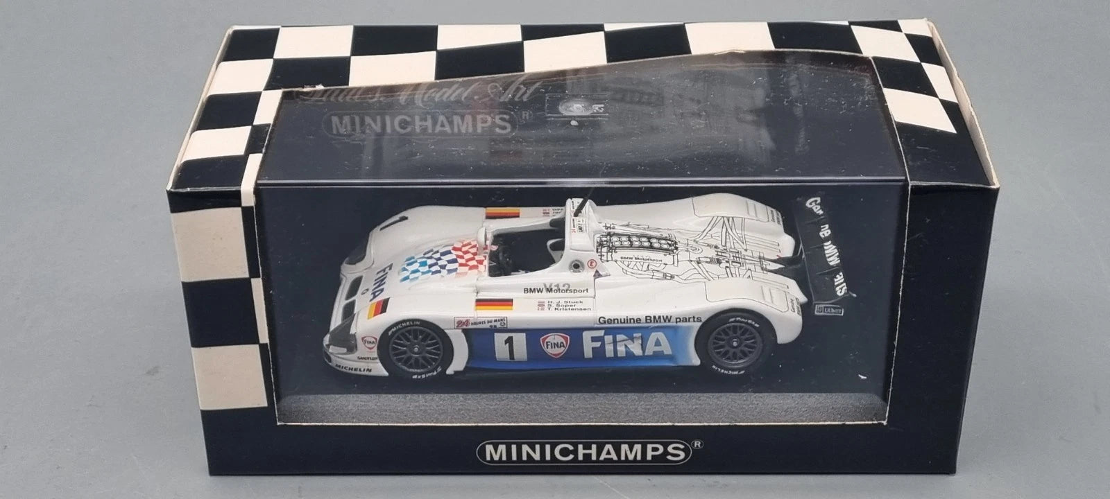 Modellautos 1:43 Minichamps BMW V12 Le Mans #1 Stuck/Soper/Kristensen OVP